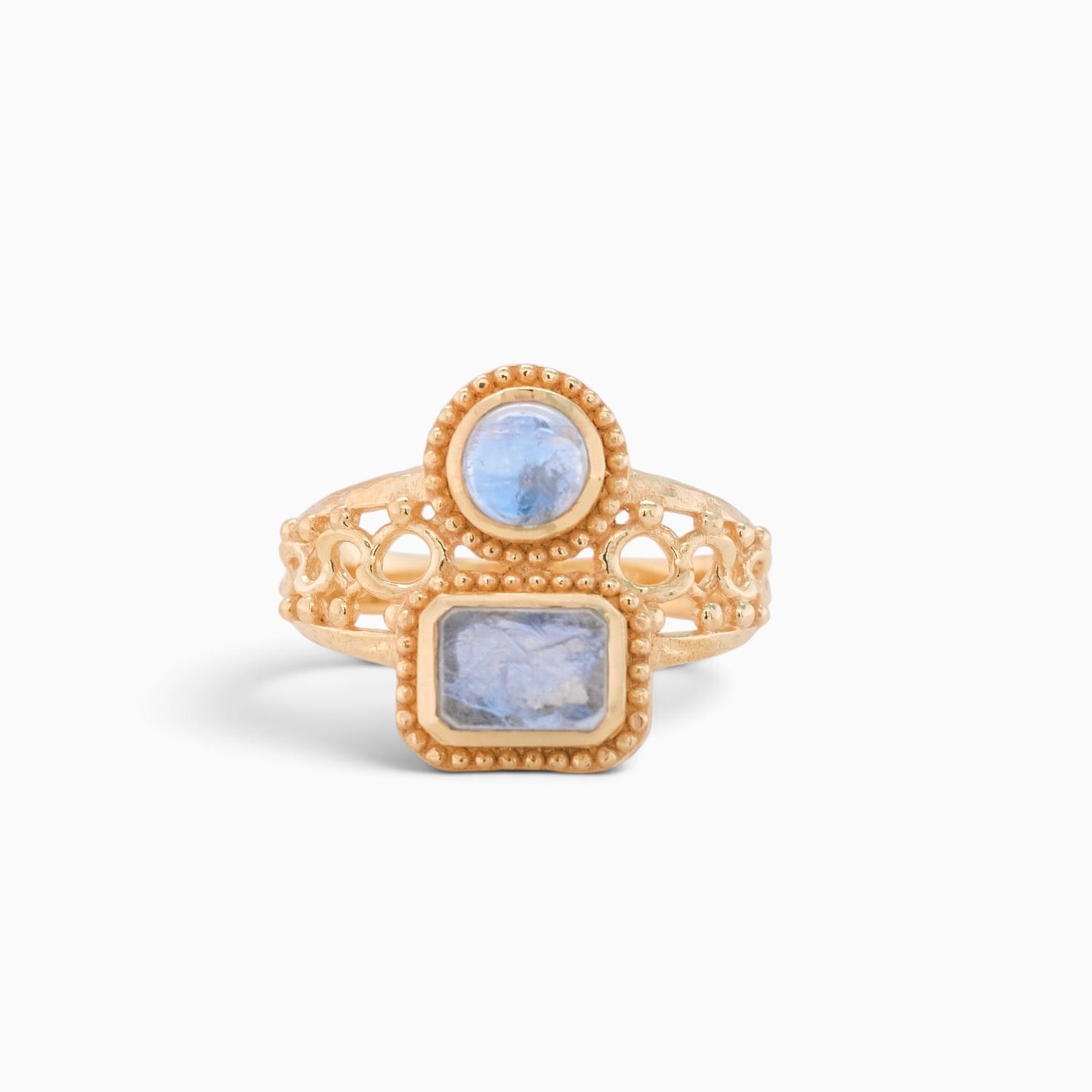 Aquamarine Renaissance Golden Brass Ring