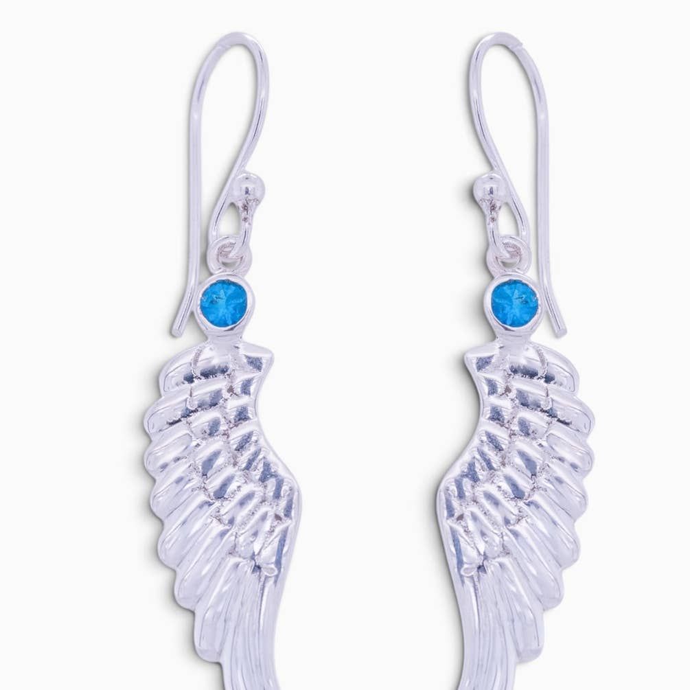 Bllue Apatite Sweet Angel Wing Earrings
