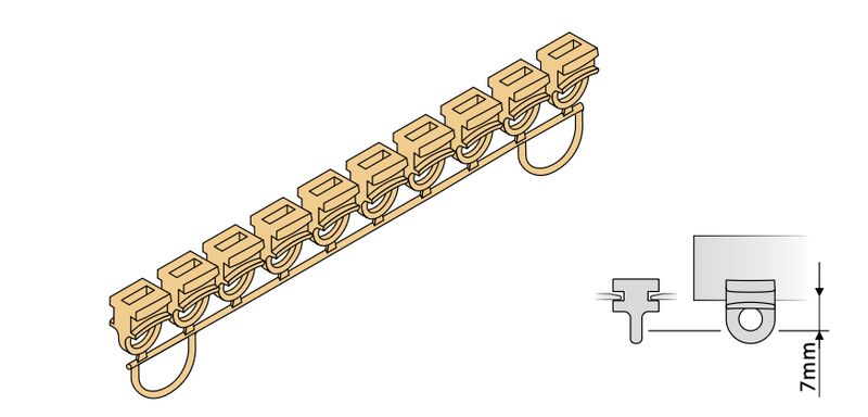 Gardinen A6 Objekt-Gleiter in Reihe für 6 mm Aluschiene