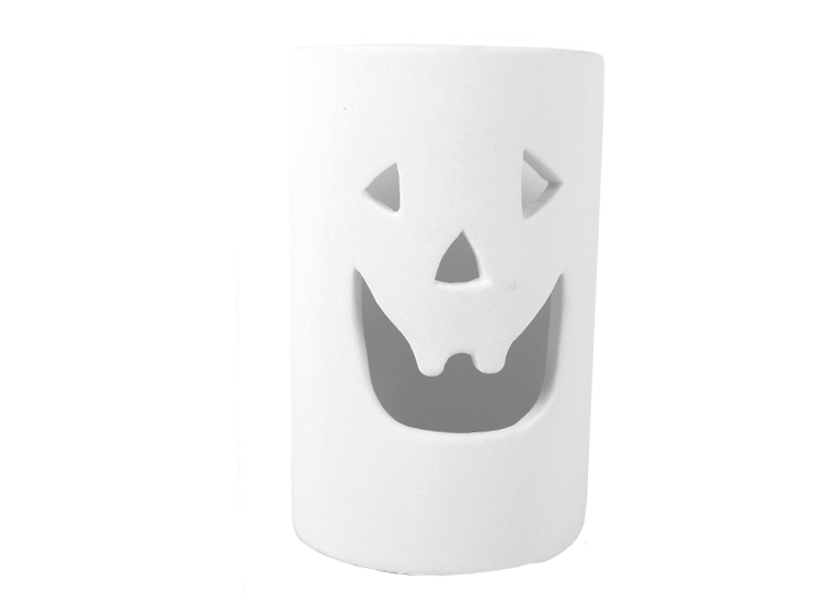 Halloween Cylinder Jack O Lantern w Handle - 3.25D x 5.25H