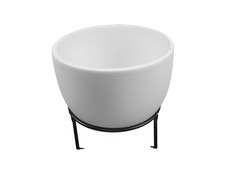 Large Round Oval Planter with Iron Stand - 5.375D x 3.5H