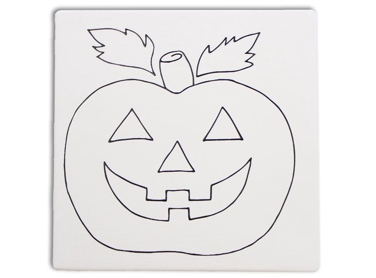 Hand Detailed Jack-O-Lantern Pumpkin Party Tile - 6SQ