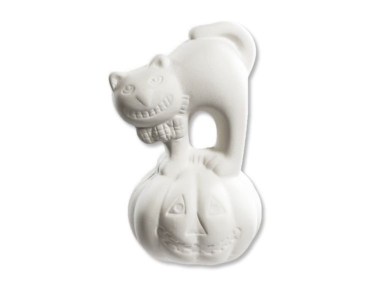 Cat on Jack-O-Lantern (Midnight) (Bowtie) - 3L x 3W x 4.25H
