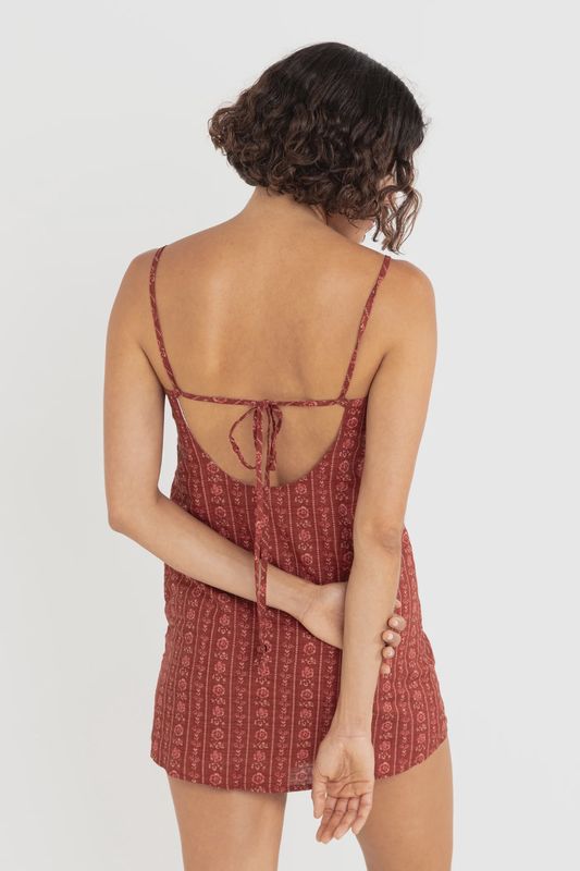 Vintage Floral Mini Dress Burgundy