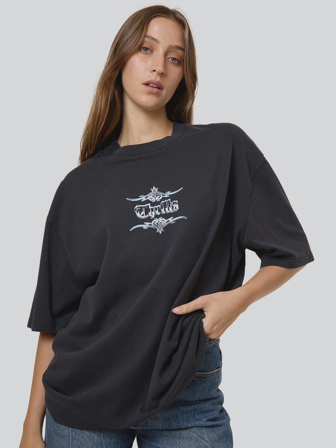 Metal and Mayhem oversized Tee, Colour: Washed Black, Size: 4