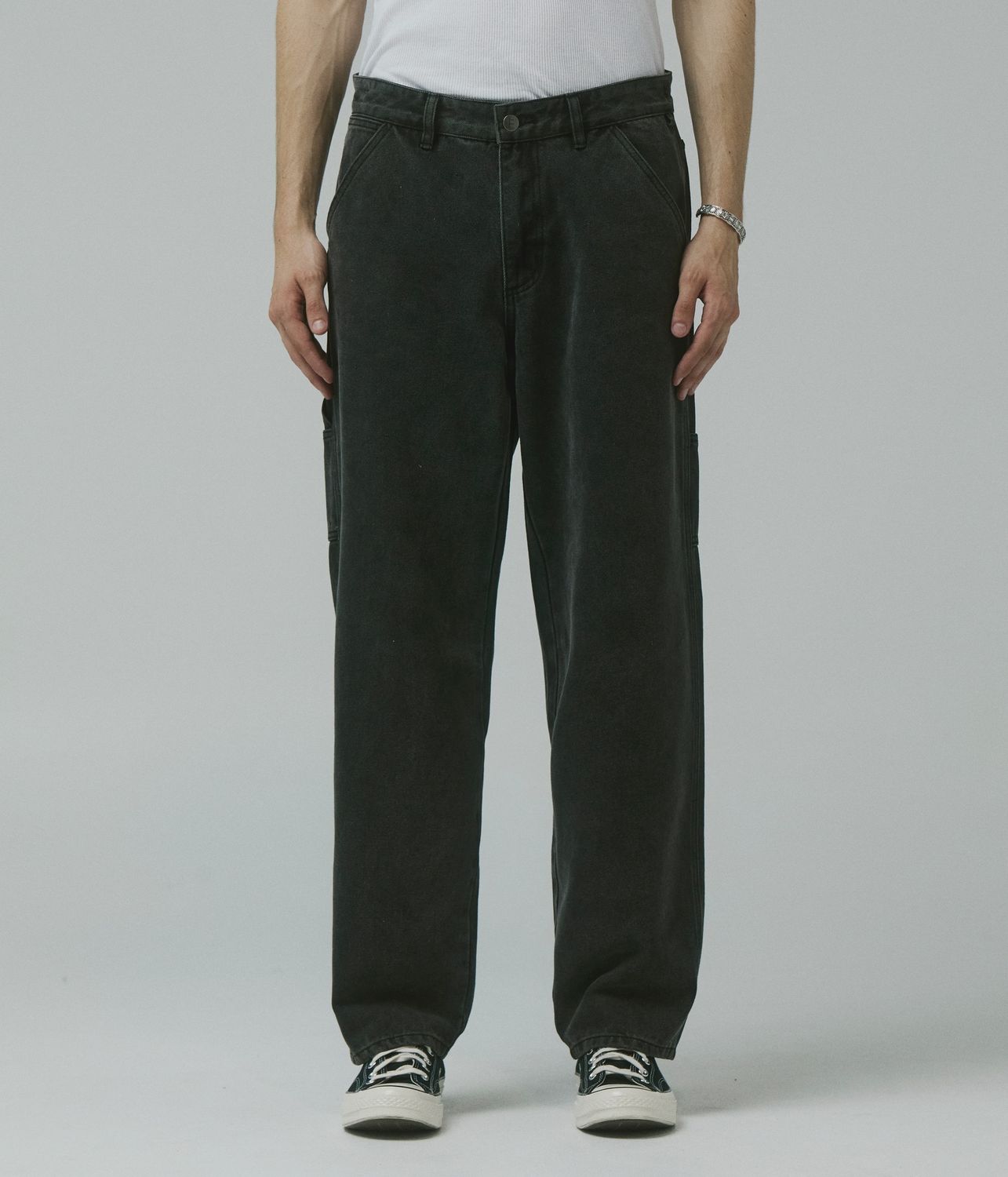 VT Distend Denim Carpenter Pant, Colour: Washed Black, Size: 32