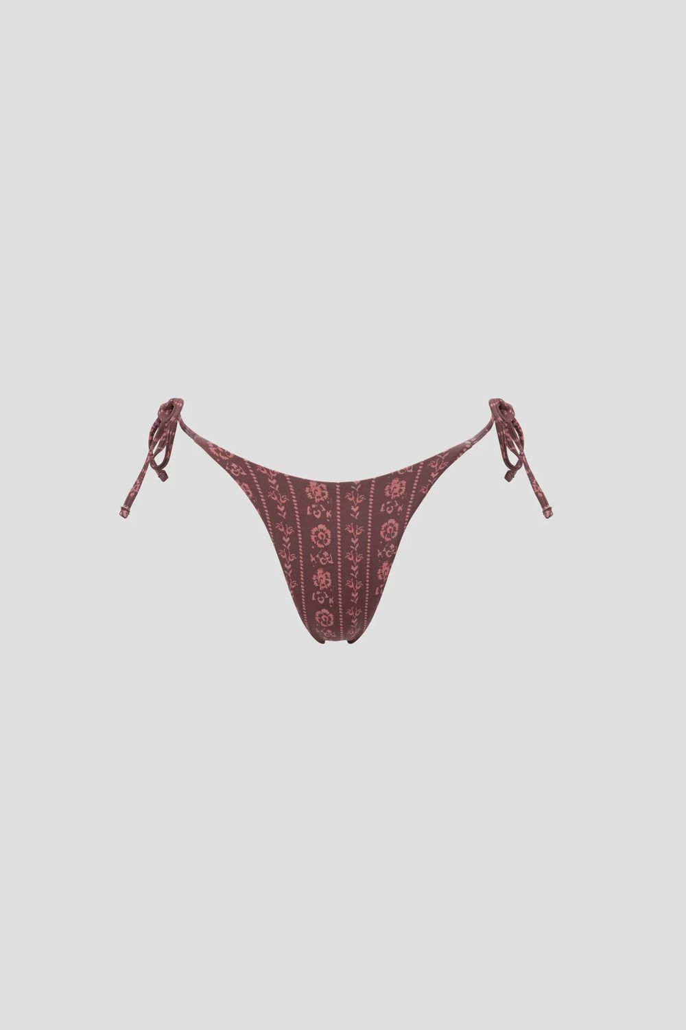Vintage Floral Tie Side Hi Cut Pant Burgundy, Size: 6/XS