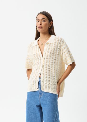 Claudia - Knit Shirt - White / Sand