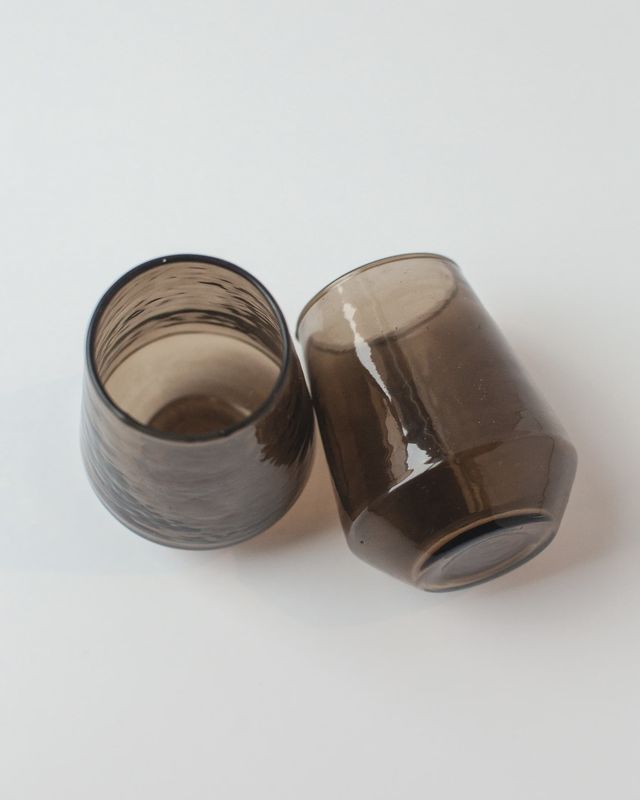 Pair of Hammered Glass Stemless Tumblers
