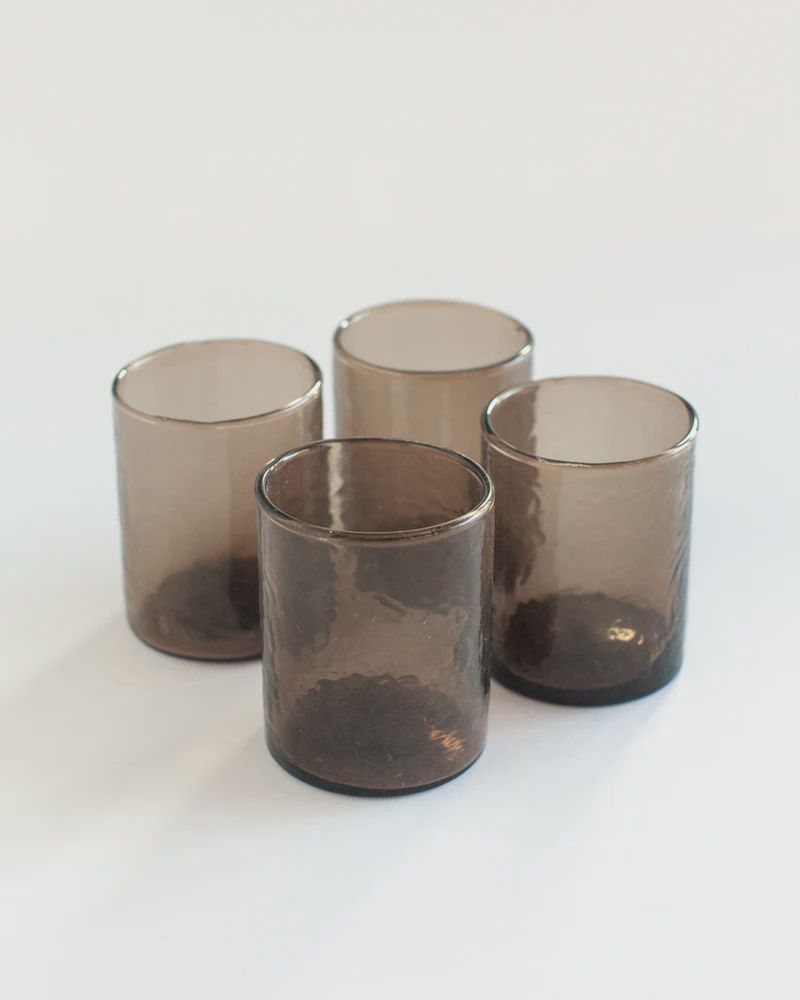 Handblown Hammered Glasses | Set of 4, Colour: Smoke