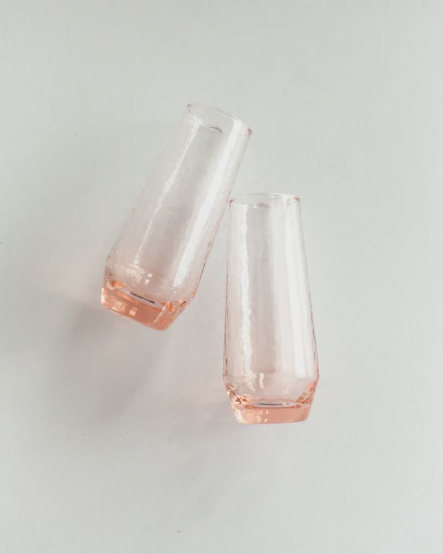 Handblown Hammered Champagne Flutes | Set of 2