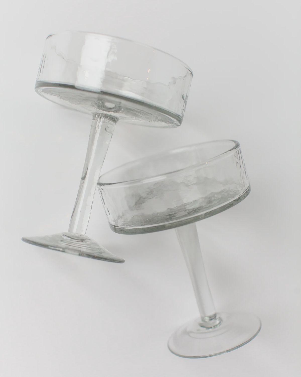 Handblown Hammered Coupe Cocktail Glass Pair, Colour: Clear