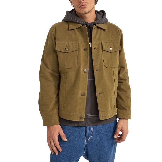 Brushed Twill Trucket Jacket - Olive