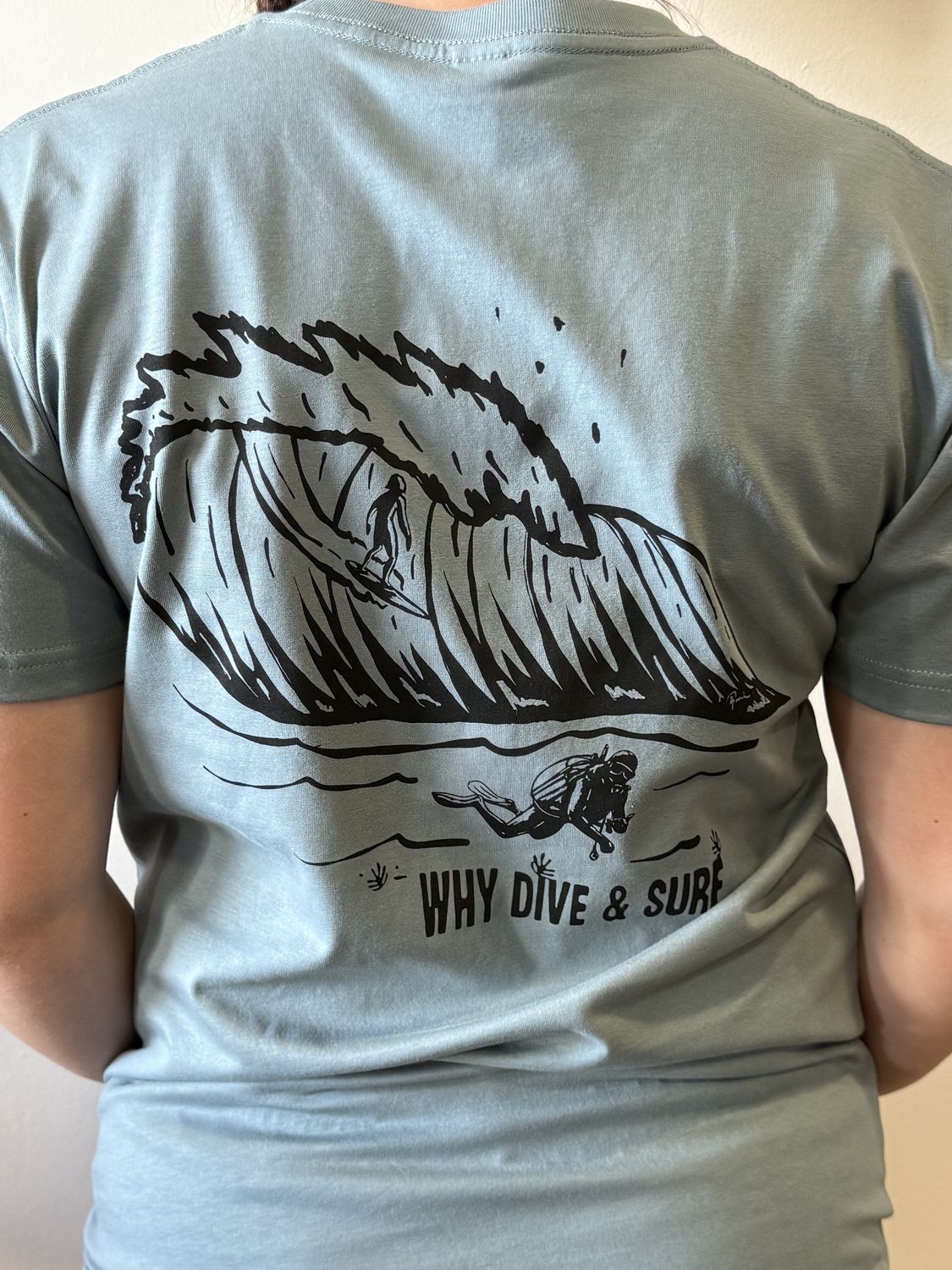 Why Dive x Surf Tees, Colour: Blue, Size: XS