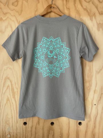 Mandala Tee Grey w/Blue/Green, Size: XS