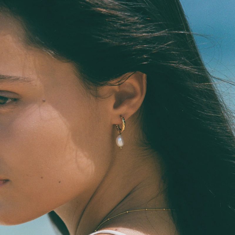 Hammered Pearl Earrings