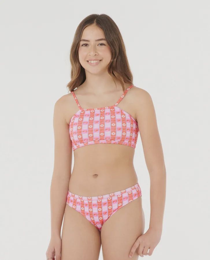 Sunset Check Rib Bikini - Girls