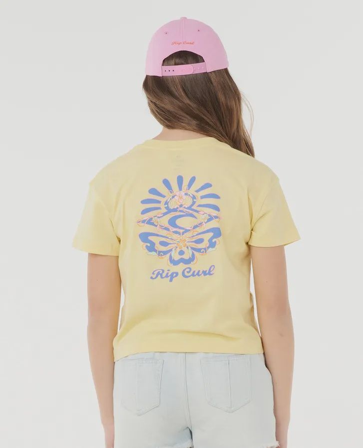 Sunset Skies Crop Tee - Girls (8-16 years), Colour: Banana, Size: 8