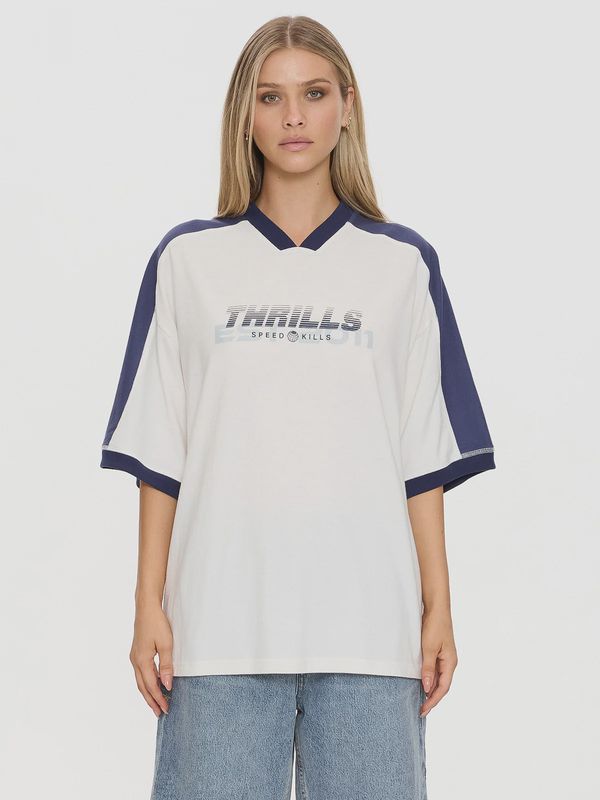 Speed Kills V-Neck Oversized Tee - Dirty White