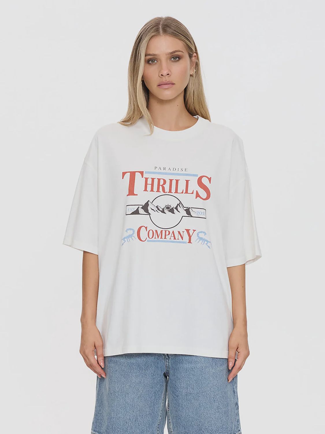 Touch The Sky Oversized Tee - Dirty White, Size: 4