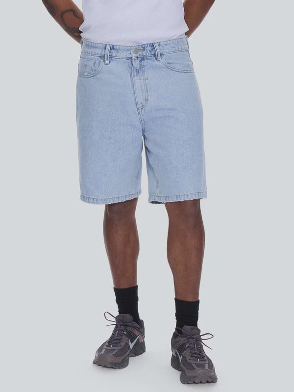 Mid Slacker Relaxed Long Denim Short - Serenity Blue