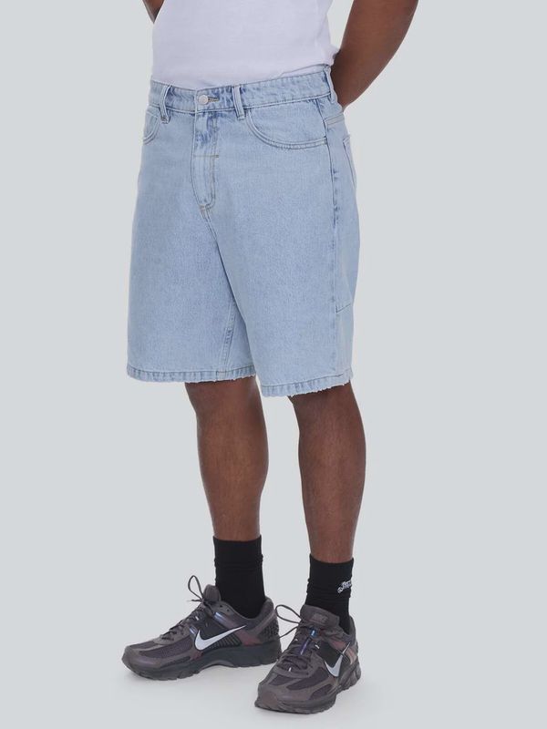 Mid Slacker Relaxed Long Denim Short - Serenity Blue