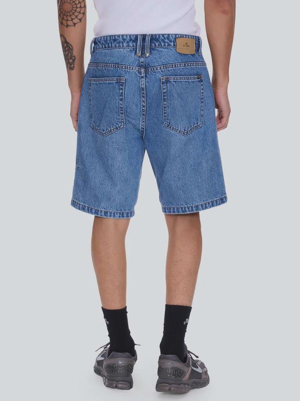 Mid Slacker Relaxed Long Denim Short - Deep Vintage Blue