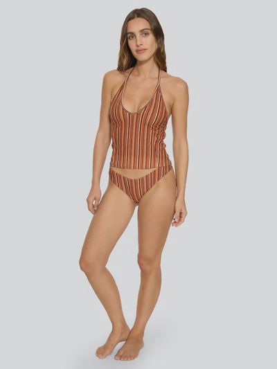 Aftersun Stripe Halter Tank - Burnt Orange