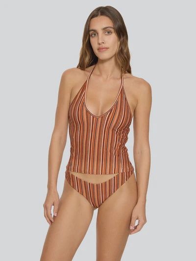 Aftersun Stripe Halter Tank - Burnt Orange