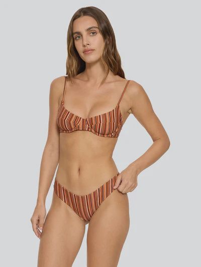 Aftersun Stripe Classic Bikini Bottom - Burnt Orange