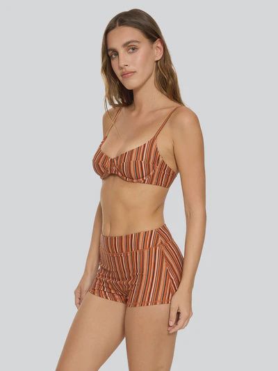 Aftersun Stripe Boy Leg Bikini Bottom - Burnt Orange