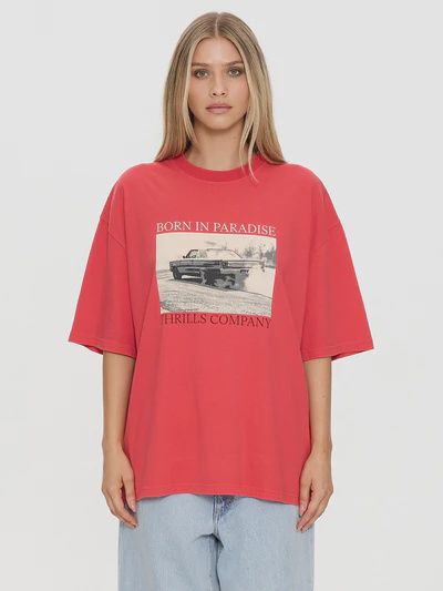 Metal And Dust Oversized Tee - Flame Red