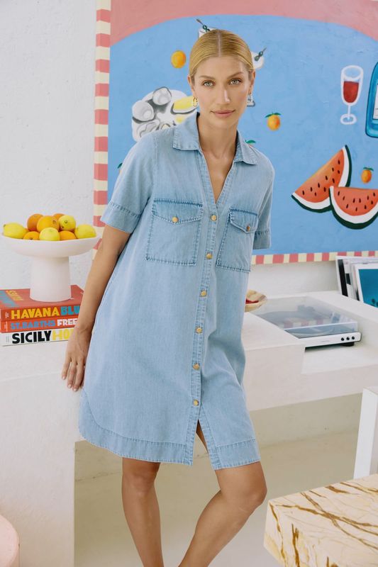 Melenia Denim Shirt Dress