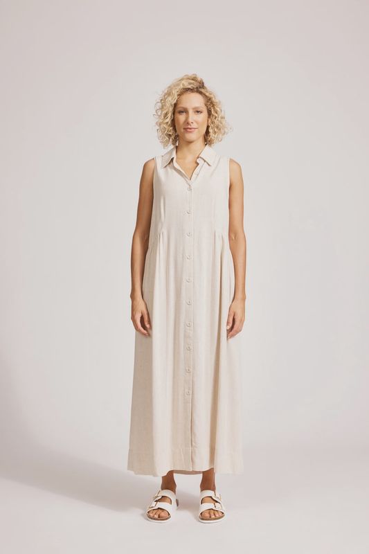 Alesia Sleeveless Shirt Dress - Tusk