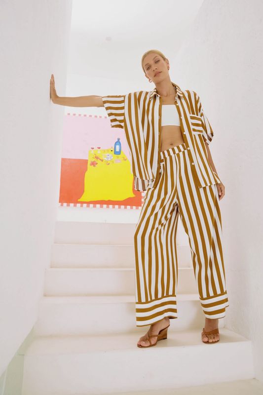 Treville Stripe Pant - Caramel