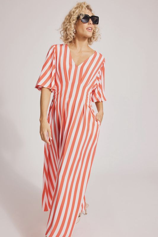 Treville Stripe Maxi Dress - Coral