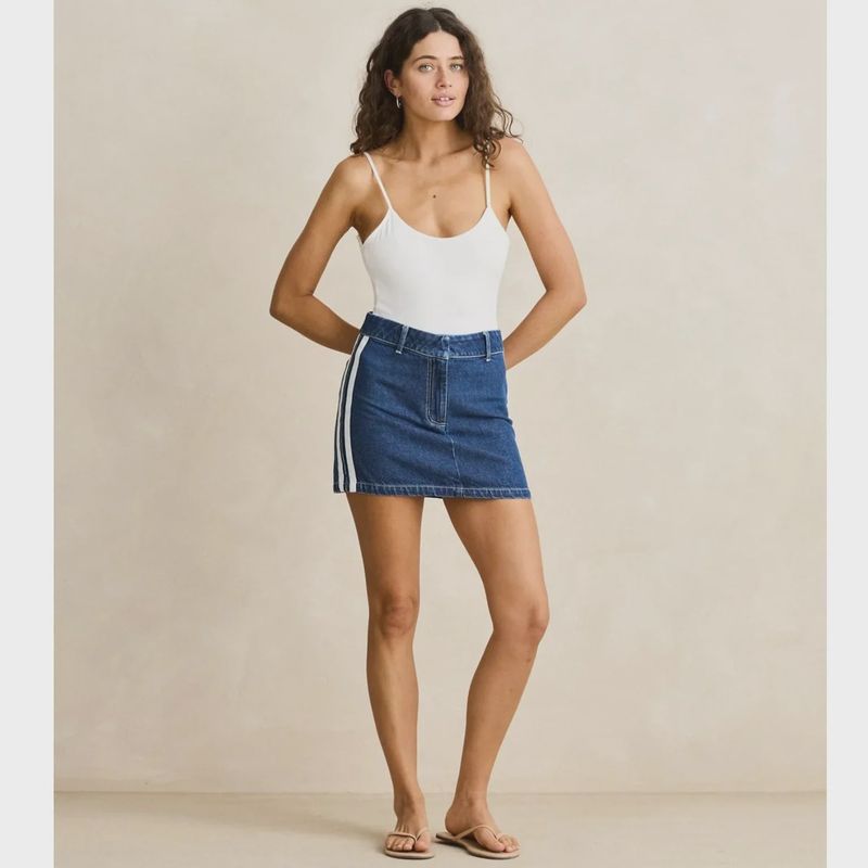 CONTRAST DENIM SKIRT