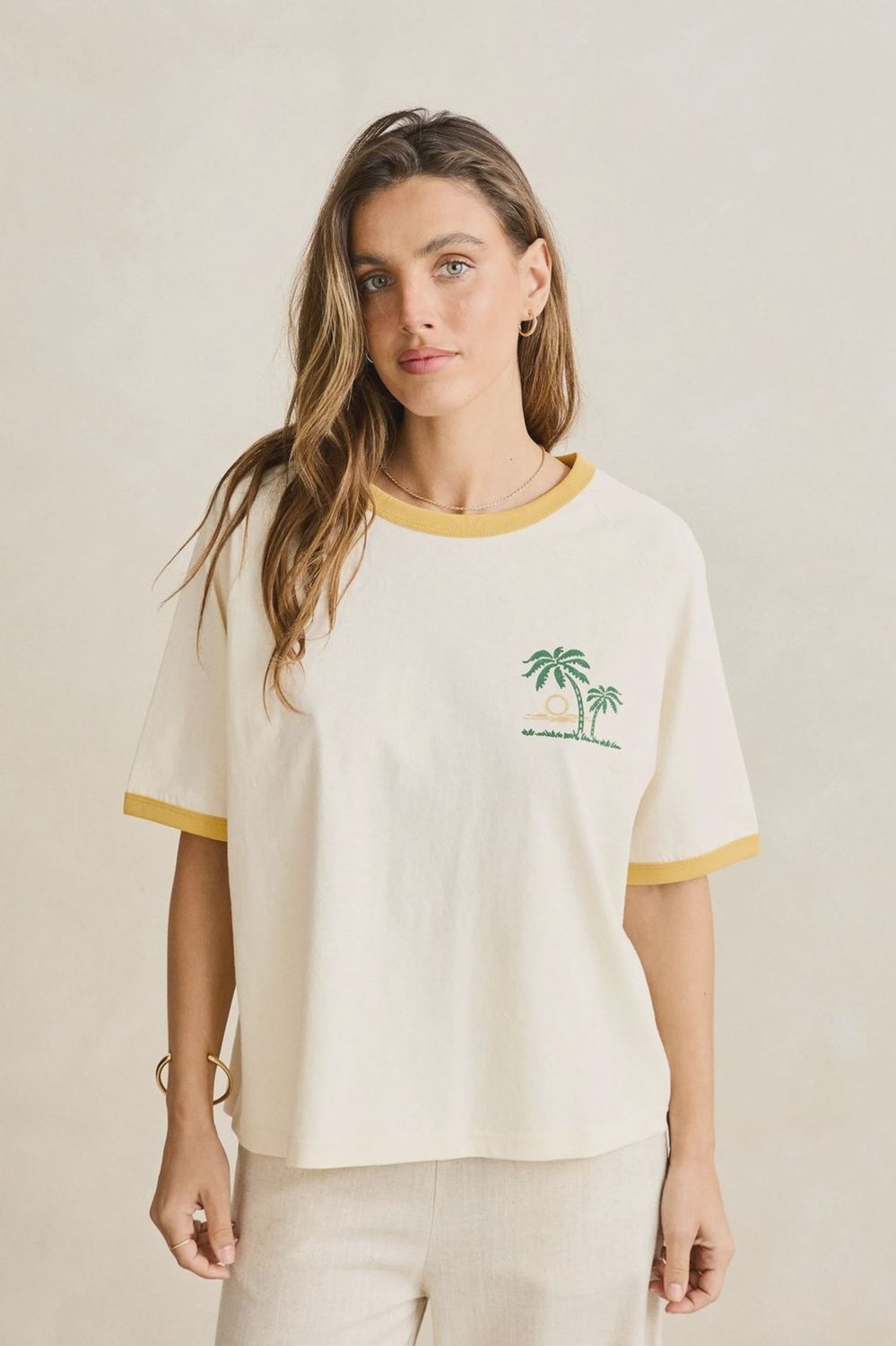 SUNSET PALM RINGER TEE
