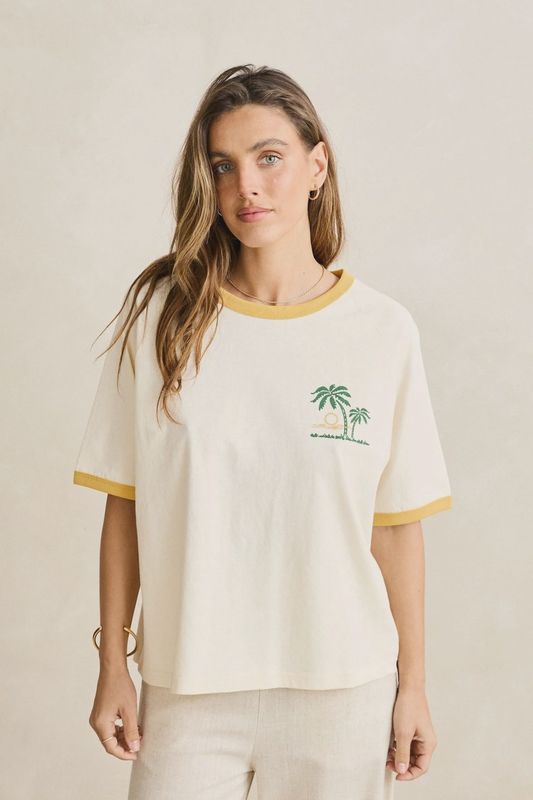 SUNSET PALM RINGER TEE