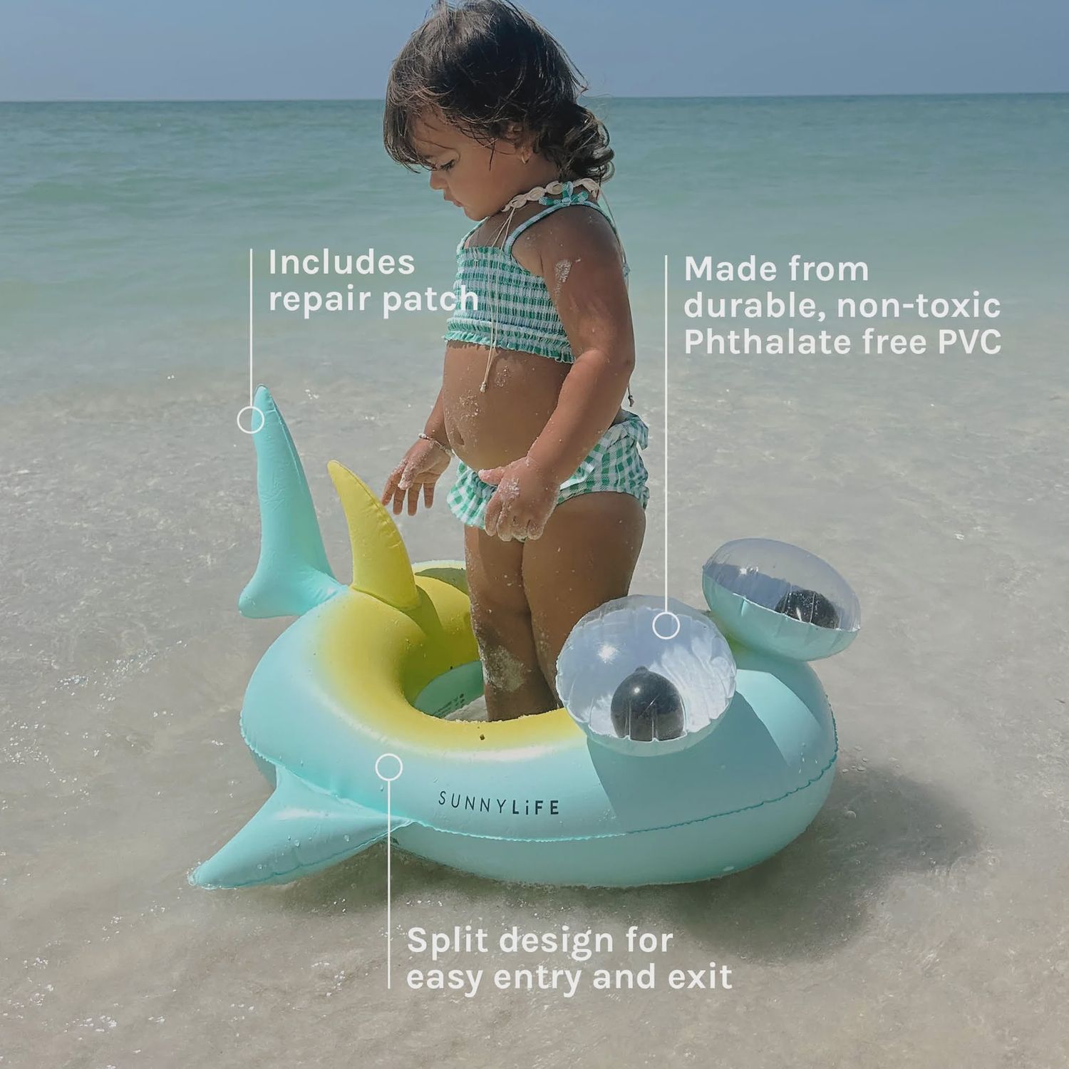 KIDS TUBE POOL RING - SALTY THE SHARK