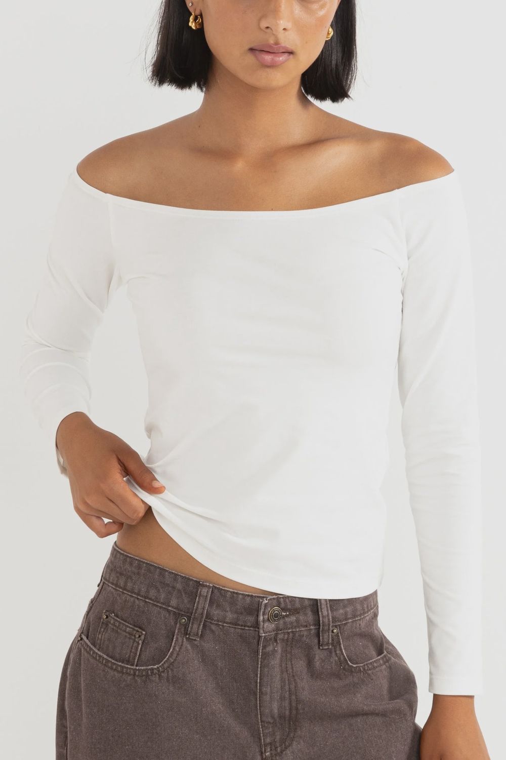 Iris Off the Shoulder Long Sleeve Jersey Top, Size: 14/XL
