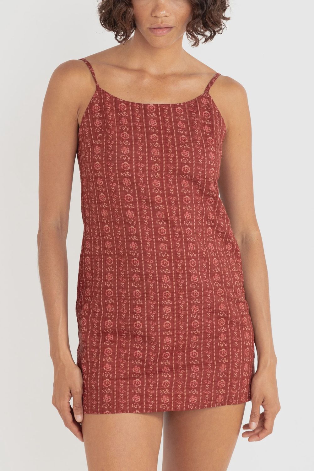 Vintage Floral Mini Dress Burgundy, Size: 6/XS