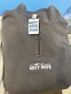 Why Dive 1/4 Zip Grey w/ White, Size: XS