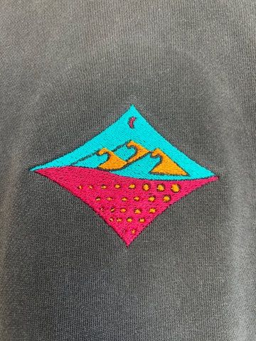 Retro Embroidered Black Hoodie, Size: XS