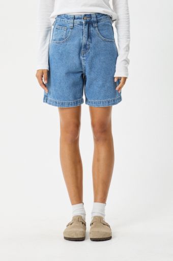 Emilie - Denim Workwear Short - Worn Blue, Size: 24