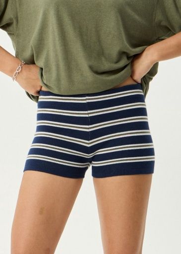 Delta - Recycled Knit Short - Navy Stripe, Size: XS