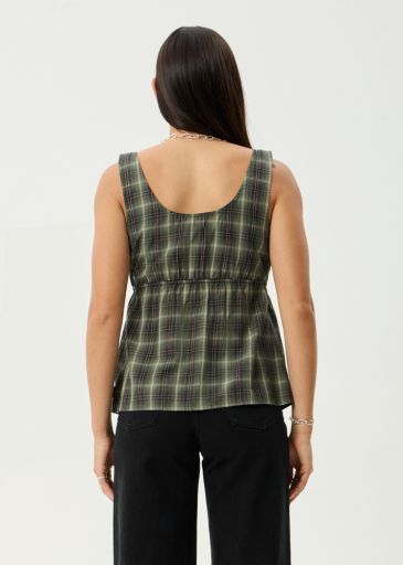 Jonah - Recycled Tie Top - Deep Olive Check