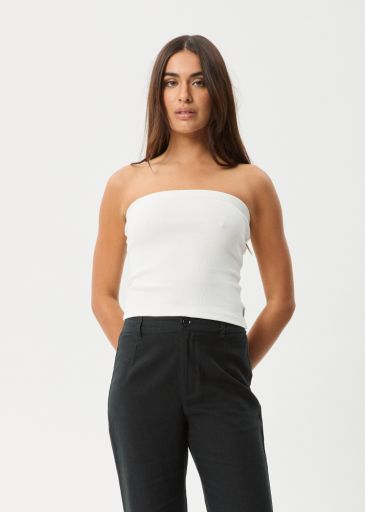 Jamie - Rib Tube Top - White, Size: XS