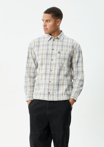 Shelter - Recycled Flannel Long Sleeve Shirt - White Check, Size: XS