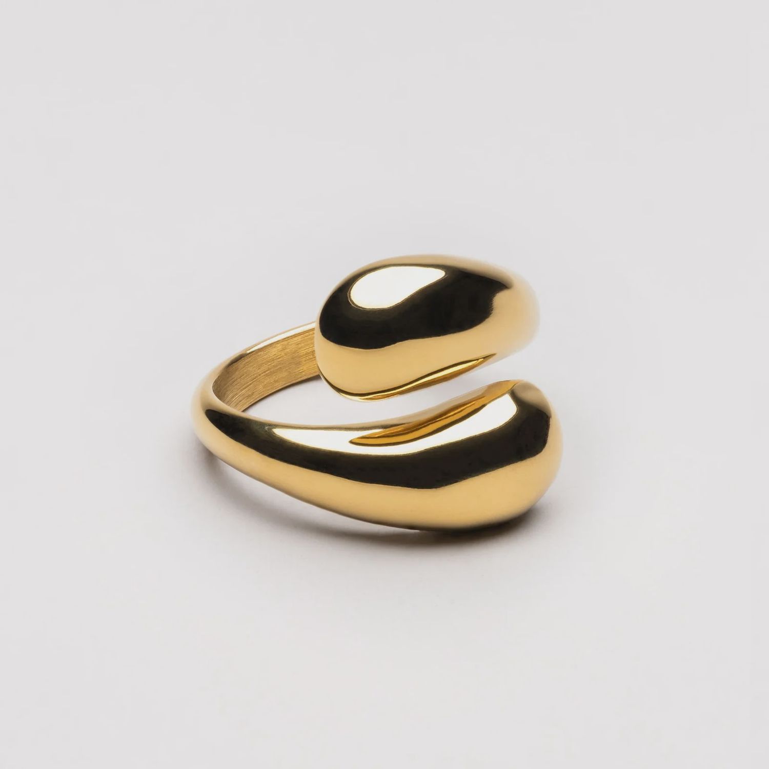 DOUBLE TWIST RING, Colour: Gold, Size: Size 7